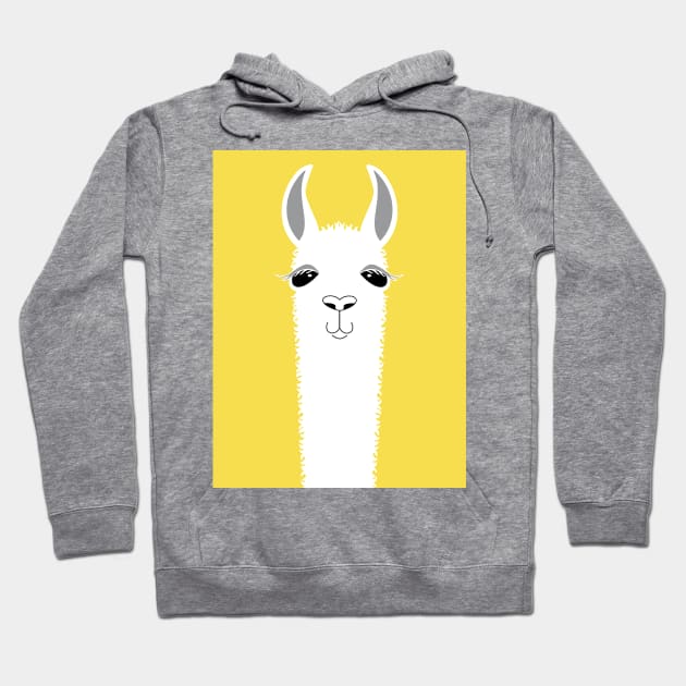 LLAMA PORTRAIT ON ILLUMINATING YELLOW Hoodie by JeanGregoryEvans1